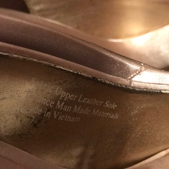 Gold Satin Platform Heels - Picture 3 of 7